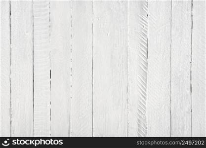 White long painted wooden planks table texture background flat lay top view