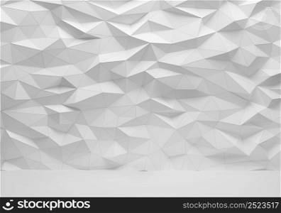 White low poly wall texture background 3d render