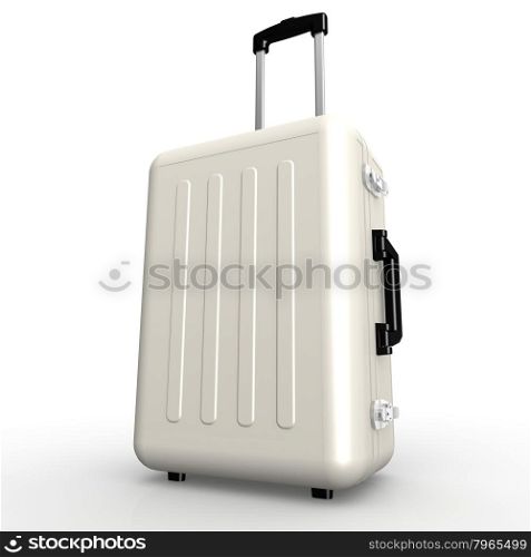 White luggage stands on the floor image with hi-res rendered artwork that could be used for any graphic design.