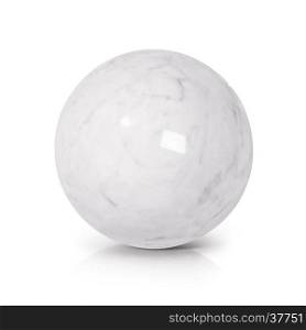 White Marble ball 3D illustration on white background