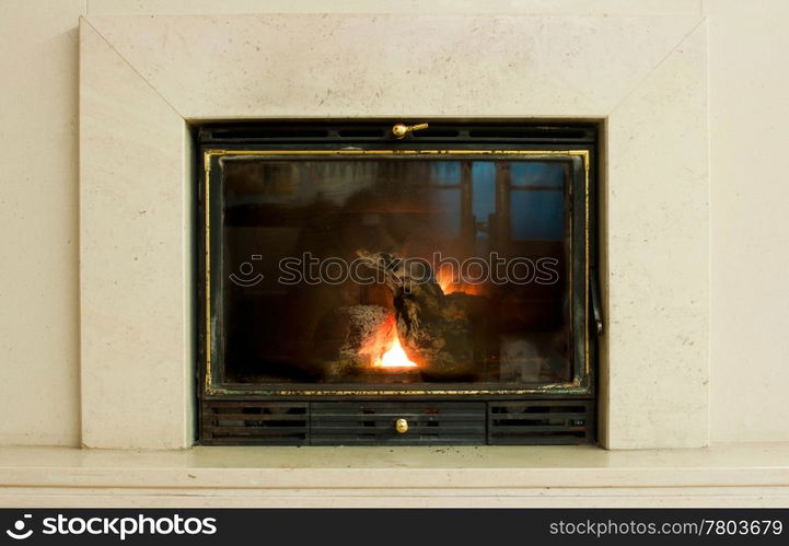 white marble fireplace in contemporary home