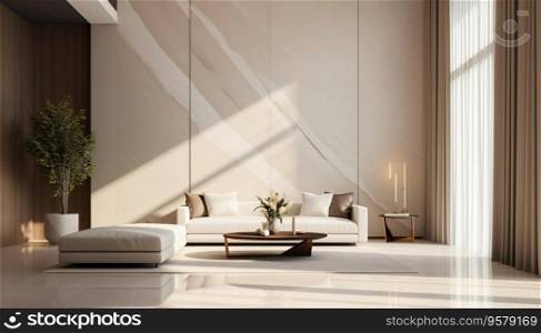 White Marble Floor Tile in Brown Wall Hall