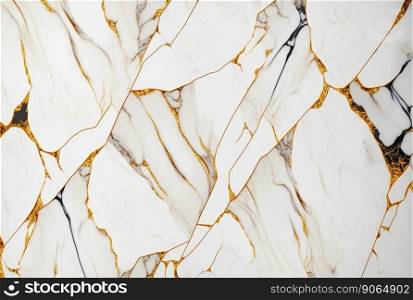 White marble with golden veins background. Generative AI.. White marble with golden veins background. Generative AI