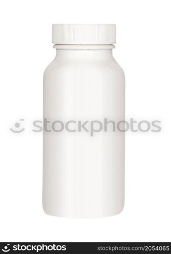 White medical container on white background. White medical container