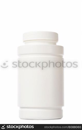 white medicine bottle on white background