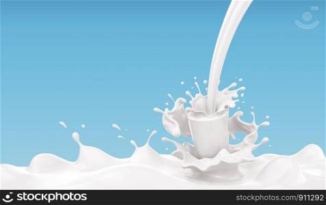 white milk or yogurt splash abstract background, 3d rendering Include clipping path.