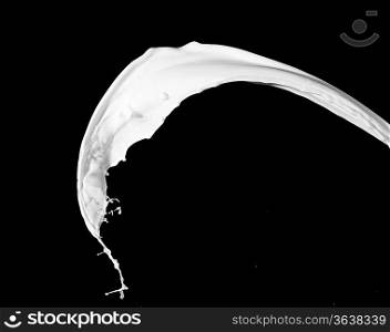 White milk splash isolated on black background