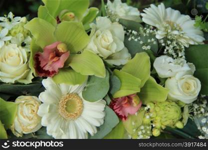 white mixed flowers, floral wedding decoration