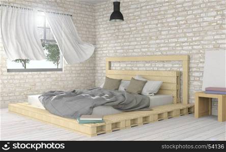 White modern and minimal bedroom interior