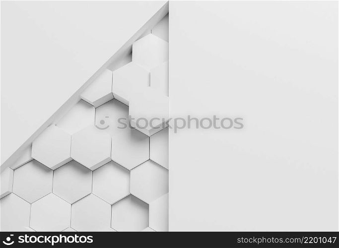 white modern geometrical wallpaper with hexagons