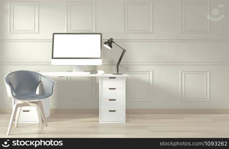 White modern living room mock up interior design.3D rendering