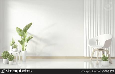 White modern living room mock up interior design.3D rendering