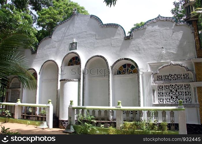 White mosque in Kataragama in Sri Lanka