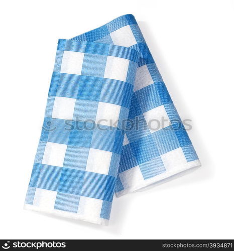 white napkin in the isolation of the blue square on a white background