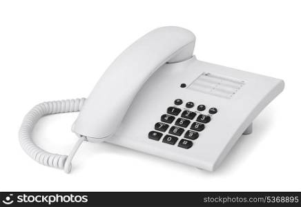 White office desk phone isolated on white