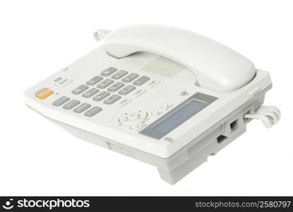 white office telephone on a white background