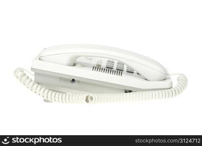 white office telephone on a white background
