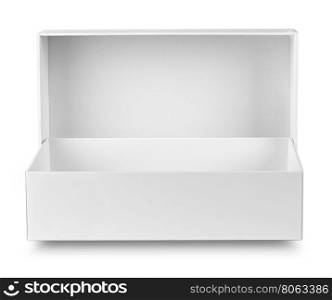 White open box isolated on white background. White open box