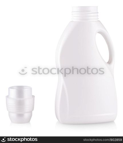 white opened plastic bottle with a handle on white