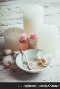 White orchid spa - sea salt, cream and candles