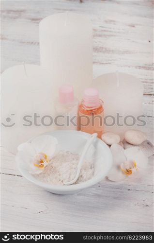 White orchid spa - sea salt, cream and candles