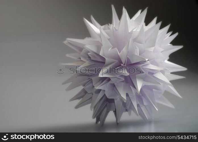 White origami unit kusudama virus or snowflake