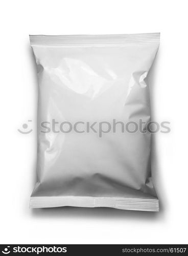 white package template. blank or white plastic bag snack packaging