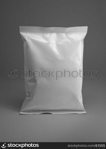 white package template. blank or white plastic bag snack packaging