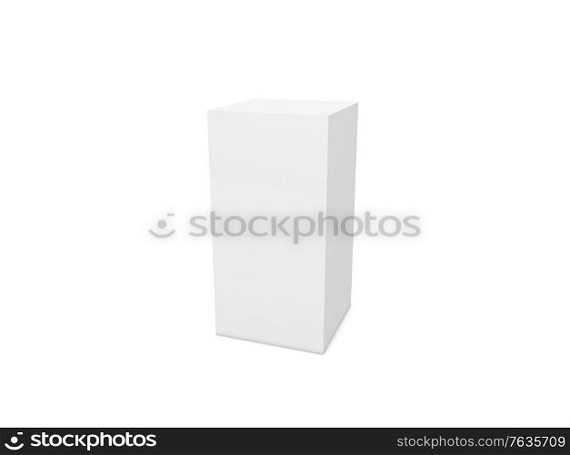 White packing box mock up on a white background. 3d render illustration.. White packing box mock up on a white background.