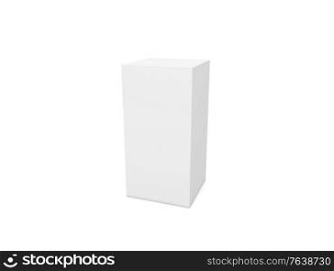 White packing box mock up on a white background. 3d render illustration.. White packing box mock up on a white background.