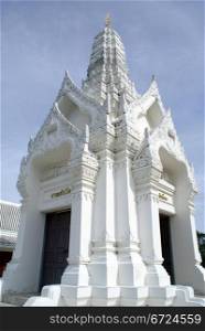 White pagoda in buddhist wat, Ayuthaya, central Thailand
