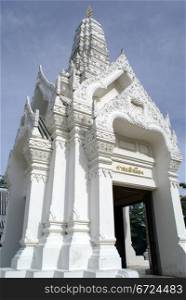 White pagoda in wat, Ayuthaya, central Thailand