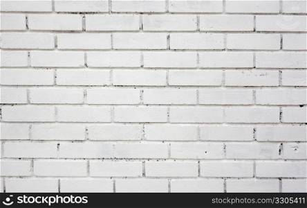 White painted brick wall background close up.