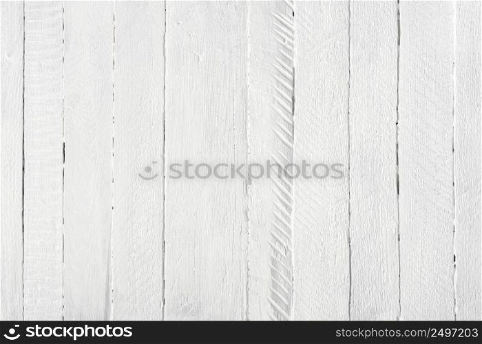 White painted wooden planks table texture