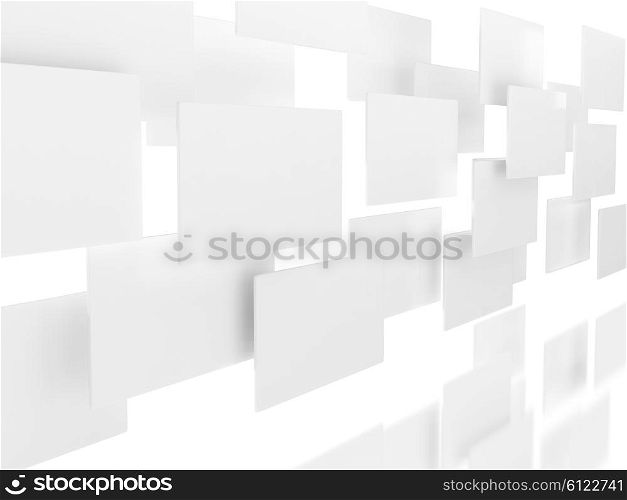 White panels on white background with reflection. White panels on white