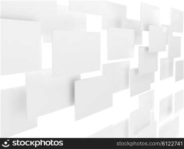 White panels on white background with reflection. White panels on white