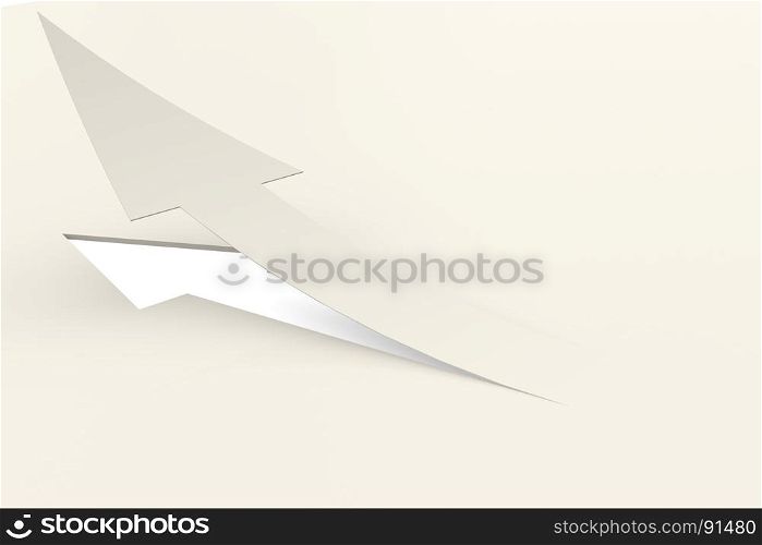 White paper arrow isolated on white, 3D rendering