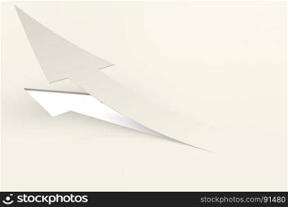 White paper arrow isolated on white, 3D rendering