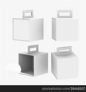 White paper carton box with handle, clipping path included. Template package for variety product like food, gift, softdrink or stationary. ready for Your Design and artwork .&#xA;