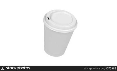 White paper coffee cup spin on white background