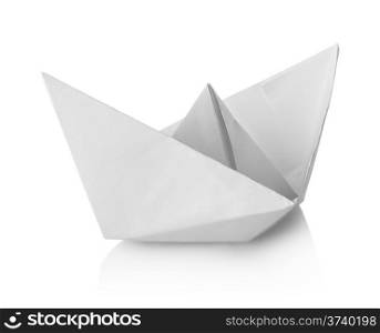 White paper ship isolated on a white background