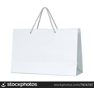 White paper shopping bag isolated on white with clipping path