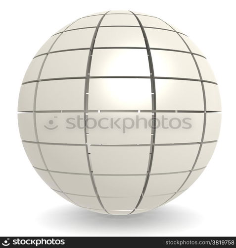 White pattern sphere image with hi-res rendered artwork that could be used for any graphic design.. White pattern sphere