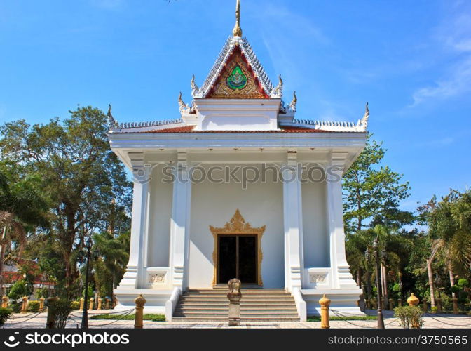 White Pavilion in temple of The Wat Rhai Pa, Trat, Thailand