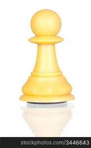 White pawn isolated on white background with reflection on the floor
