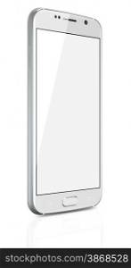 White Pearl Smartphone with blank screen on white background