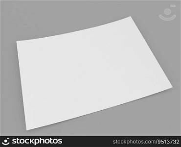 White piece of paper on a gray background. 3d render illustration.. White piece of paper on a gray background. 