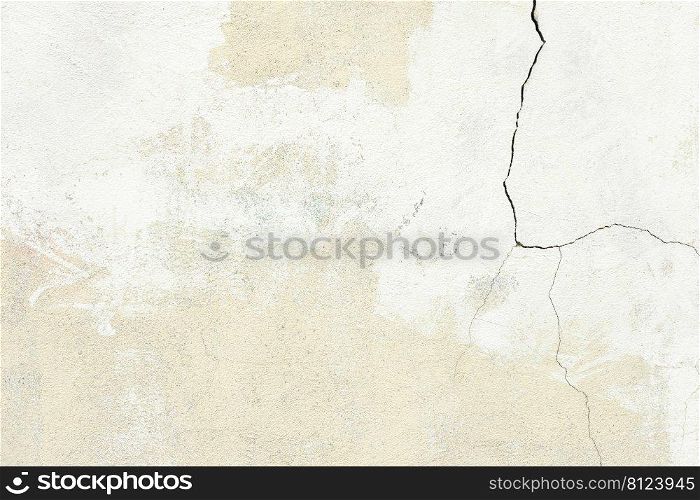 White plaster wall texture with crack background. Pattern of white plaster wall in rough aged structure. White aged plaster wall with crack background