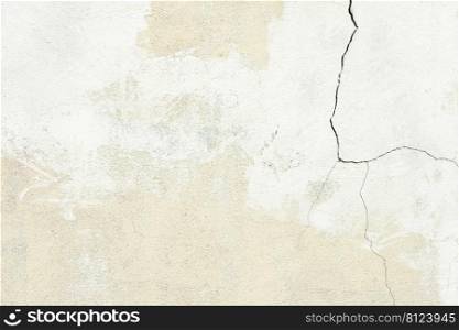 White plaster wall texture with crack background. Pattern of white plaster wall in rough aged structure. White aged plaster wall with crack background