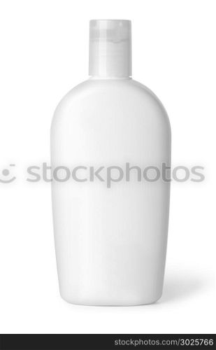 White plastic bottle for shampoo, shower gel, lotion, body milk, bath foam with clipping path